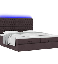 Ottoman-Bett mit Matratzen & LEDs Dunkelbraun 180x200 cm Stoff