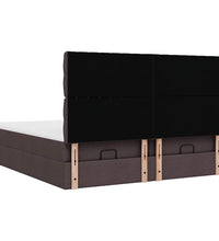 Ottoman-Bett mit Matratzen & LEDs Dunkelbraun 180x200 cm Stoff