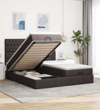 Ottoman-Bett mit Matratzen & LEDs Dunkelbraun 180x200 cm Stoff