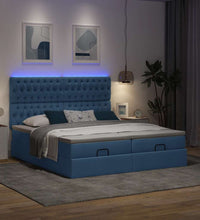 Ottoman-Bett mit Matratzen & LEDs Blau 180x200 cm Stoff