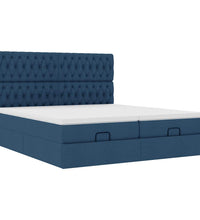 Ottoman-Bett mit Matratzen & LEDs Blau 180x200 cm Stoff