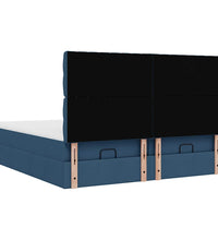 Ottoman-Bett mit Matratzen & LEDs Blau 180x200 cm Stoff
