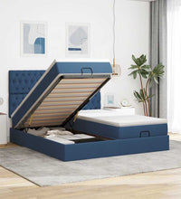 Ottoman-Bett mit Matratzen & LEDs Blau 180x200 cm Stoff