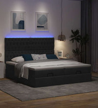 Ottoman-Bett mit Matratzen & LEDs Schwarz 200x200 cm Stoff