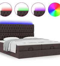 Ottoman-Bett mit Matratzen & LEDs Dunkelbraun 200x200 cm Stoff