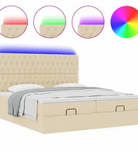 Ottoman-Bett mit Matratzen & LEDs Creme 200x200 cm Stoff