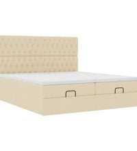 Ottoman-Bett mit Matratzen & LEDs Creme 200x200 cm Stoff