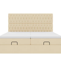 Ottoman-Bett mit Matratzen & LEDs Creme 200x200 cm Stoff