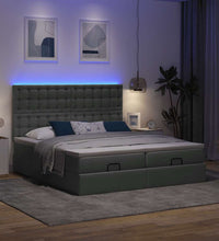 Ottoman-Bett mit Matratzen & LEDs Dunkelgrau 160x200 cm Stoff