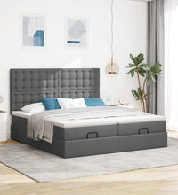 Ottoman-Bett mit Matratzen & LEDs Dunkelgrau 160x200 cm Stoff