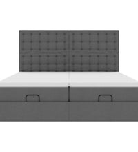 Ottoman-Bett mit Matratzen & LEDs Dunkelgrau 160x200 cm Stoff