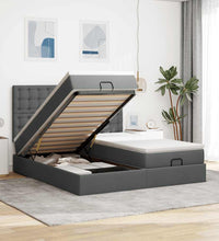 Ottoman-Bett mit Matratzen & LEDs Dunkelgrau 160x200 cm Stoff