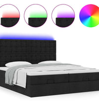 Ottoman-Bett mit Matratzen & LEDs Schwarz 160x200 cm Stoff