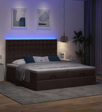 Ottoman-Bett mit Matratzen & LEDs Dunkelbraun 160x200 cm Stoff