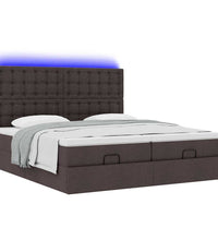 Ottoman-Bett mit Matratzen & LEDs Dunkelbraun 160x200 cm Stoff