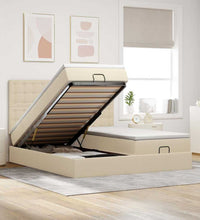 Ottoman-Bett mit Matratzen & LEDs Creme 160x200 cm Stoff