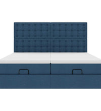 Ottoman-Bett mit Matratzen & LEDs Blau 160x200 cm Stoff