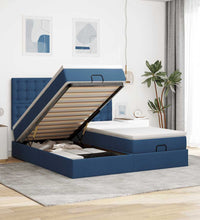 Ottoman-Bett mit Matratzen & LEDs Blau 160x200 cm Stoff