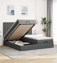 Ottoman-Bett mit Matratzen & LEDs Dunkelgrau 180x200 cm Stoff