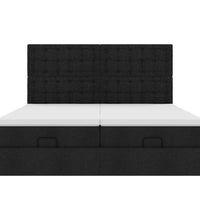 Ottoman-Bett mit Matratzen & LEDs Schwarz 180x200 cm Stoff