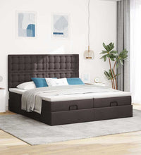Ottoman-Bett mit Matratzen & LEDs Dunkelbraun 180x200 cm Stoff