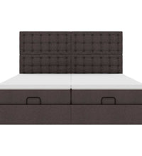 Ottoman-Bett mit Matratzen & LEDs Dunkelbraun 180x200 cm Stoff