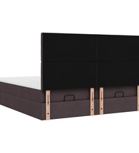 Ottoman-Bett mit Matratzen & LEDs Dunkelbraun 180x200 cm Stoff