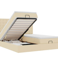 Ottoman-Bett mit Matratzen & LEDs Creme 180x200 cm Stoff