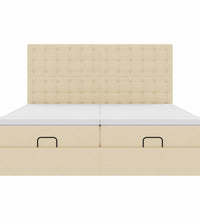 Ottoman-Bett mit Matratzen & LEDs Creme 180x200 cm Stoff