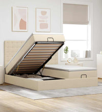 Ottoman-Bett mit Matratzen & LEDs Creme 180x200 cm Stoff