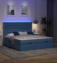Ottoman-Bett mit Matratzen & LEDs Blau 180x200 cm Stoff