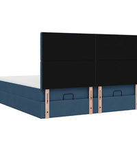 Ottoman-Bett mit Matratzen & LEDs Blau 180x200 cm Stoff