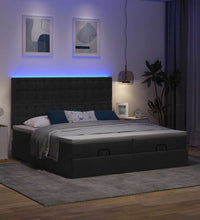 Ottoman-Bett mit Matratzen & LEDs Schwarz 200x200 cm Stoff