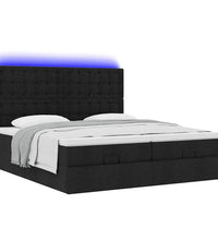 Ottoman-Bett mit Matratzen & LEDs Schwarz 200x200 cm Stoff