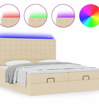 Ottoman-Bett mit Matratzen & LEDs Creme 200x200 cm Stoff