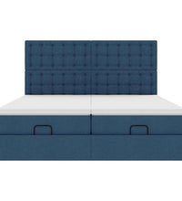 Ottoman-Bett mit Matratzen & LEDs Blau 200x200 cm Stoff