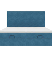 Ottoman-Bett mit Matratzen & LEDs Dunkelblau 160x200 cm Samt