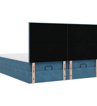 Ottoman-Bett mit Matratzen & LEDs Dunkelblau 160x200 cm Samt