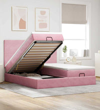 Ottoman-Bett mit Matratzen & LEDs Rosa 160x200 cm Samt