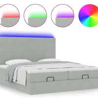 Ottoman-Bett mit Matratzen & LEDs Hellgrau 180x200 cm Samt