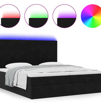 Ottoman-Bett mit Matratzen & LEDs Schwarz 180x200 cm Samt