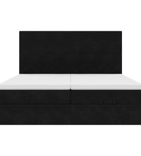 Ottoman-Bett mit Matratzen & LEDs Schwarz 180x200 cm Samt