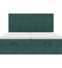 Ottoman-Bett mit Matratzen & LEDs Dunkelgrün 180x200 cm Samt