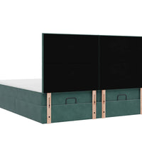 Ottoman-Bett mit Matratzen & LEDs Dunkelgrün 180x200 cm Samt