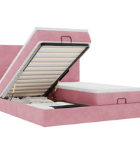 Ottoman-Bett mit Matratzen & LEDs Rosa 180x200 cm Samt
