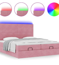 Ottoman-Bett mit Matratzen & LEDs Rosa 180x200 cm Samt