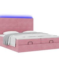 Ottoman-Bett mit Matratzen & LEDs Rosa 180x200 cm Samt
