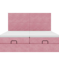 Ottoman-Bett mit Matratzen & LEDs Rosa 180x200 cm Samt