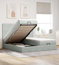 Ottoman-Bett mit Matratzen & LEDs Hellgrau 200x200 cm Samt