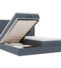 Ottoman-Bett mit Matratzen & LEDs Dunkelgrau 200x200 cm Samt